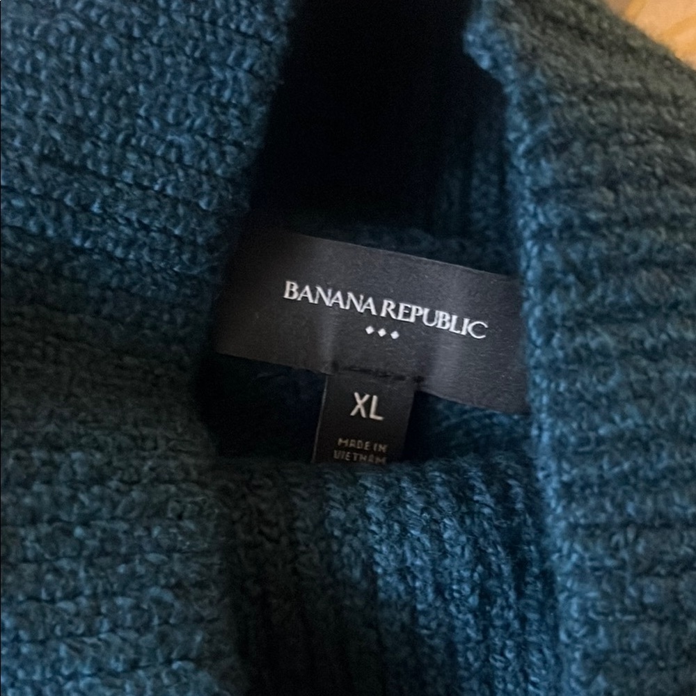 Banana Republic Blue Turtleneck Sweater Ribbed Knit